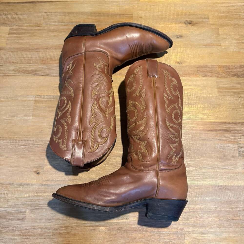 Justin Boots 2702 Western Cowboy Boots Size 8 D Brown Leather